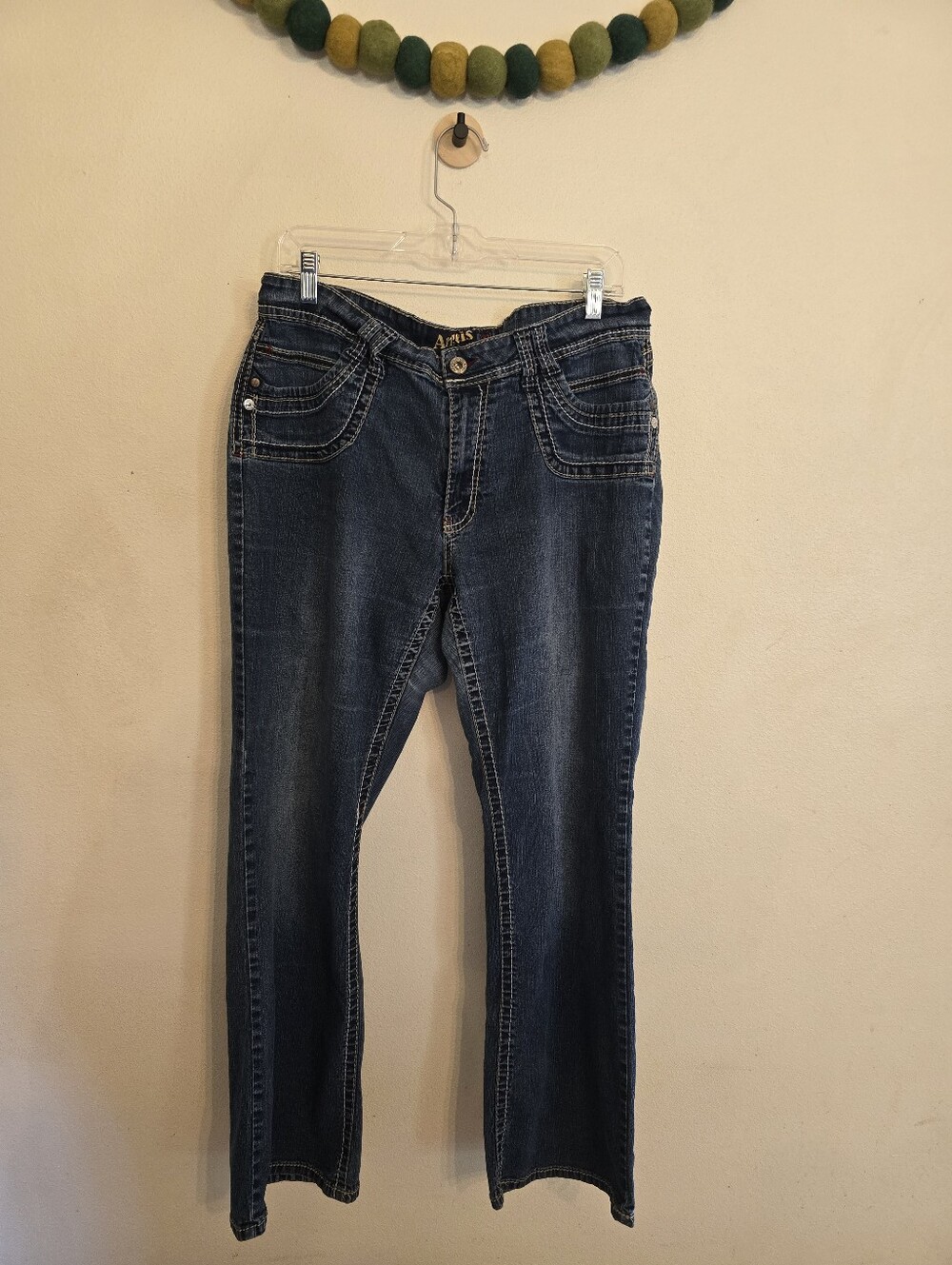 Vintage ANGEL JEANS Size 18 Short Boot Cut 6-pocket Lots Of Details Y2K